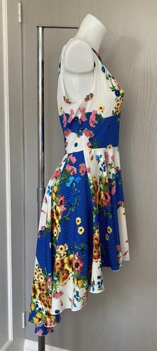 BNWOT New LOVE @ Topshop 'Fit N Flare' Floral Dipped Hem Midi Dress Fits size 8 - Picture 3 of 7