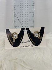 Shoe Clips Jewelry Gold with Pearl New Old Stock