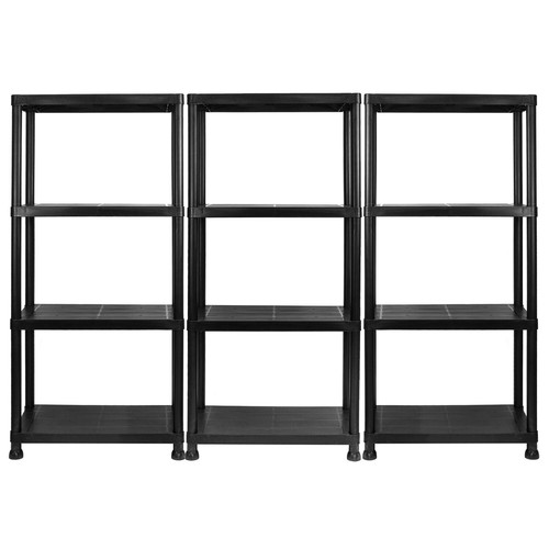 Garage Storage Shelves Black Plastic Shed Office 3 4 or 5 Tier Shelving