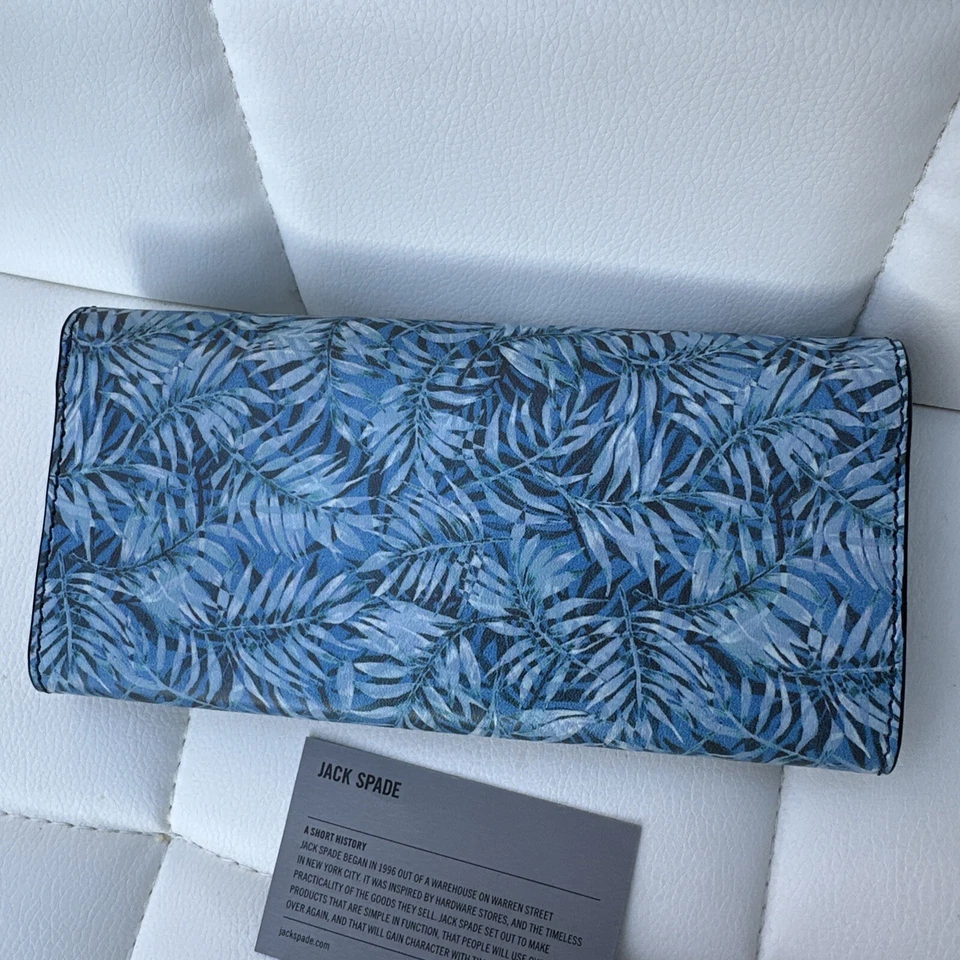 Jack Spade Palm Leaf Print Leather Men's Fold Continental Card Case Wallet RARE - Image 3 of 4