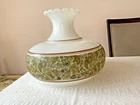 Vintage Parlor table Lamp Shade Floral Large hand painted 10" fitter Milk Glass