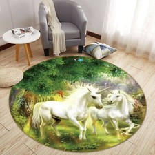 3D White Unicorn Forest NAO1932 Game Rug Mat Elegant Photo Carpet Mat Fay