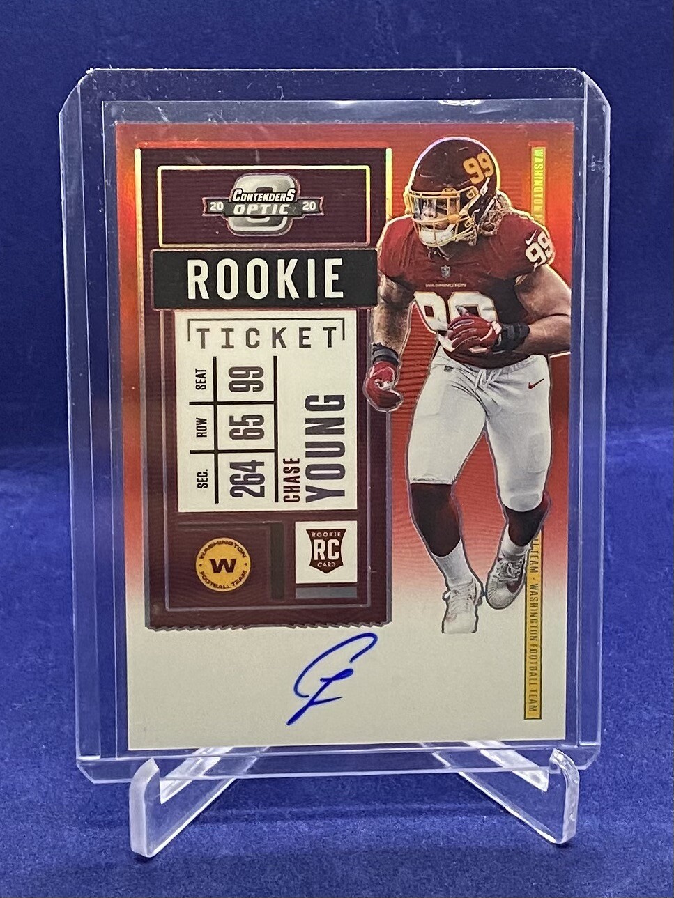 2020 Contenders Optic Chase Young 102 RPS Rookie Ticket Red On Card Auto 199/199