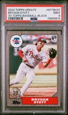 2022 TOPPS UPDATE SERIES BRYSON STOTT 1987 INSERT ROOKIE BLACK /299 PSA 9