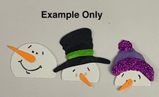 SNOWMAN HEAD Die-Cut Set 11pc Fence Wintertime Holiday Christmas Card Making