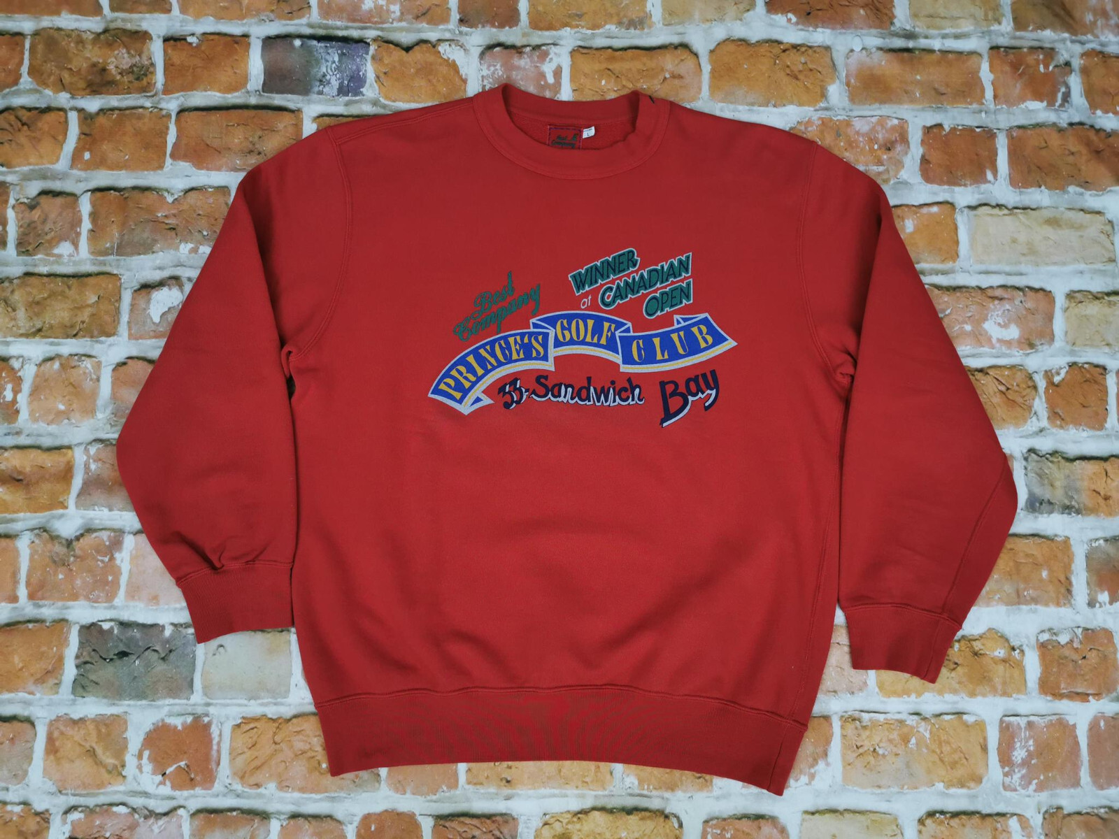 BEST COMPANY Vintage Pullover Red Cotton Blend Regular Fit Size L NEW image 3