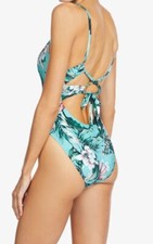 NEW ROBIN PICCONE MAI INSET PLUNGE FLORAL ONE PIECE SWIMSUIT SIZE 12