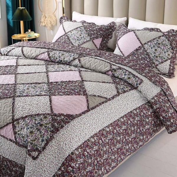 Luxury VIVILINEN Quilted Bedspreads Coverlets Set3 Pieces Double Size