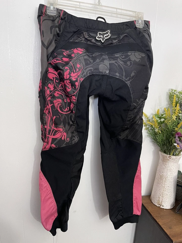 Pantalones Fox 9/10 Racing Moto Cross Negro y Rosa Caliente Carreras Usados en Excelente Condición Foto 2 de 4