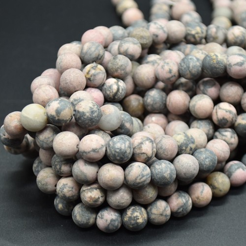 Rhodonite Frosted Round Beads - 4mm 6mm 8mm 10mm, 14", or Jewellery Making - Picture 6 of 6