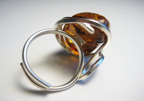 Beautiful Baltic Honey AMBER Natural Ring Silver Plated Adjustable Size !!!! - Picture 2 of 4