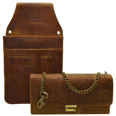 Kellner Wild Leder Set Geldbörse und Kellnertasche Gastro Set