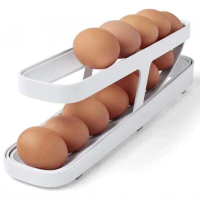Egg Holder Storage Rack Box Organizer Container Automatic Scrolling Rolling