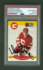 Sergei Makarov 1990-91 Pro Set Rookie #38 Flames PSA/DNA Encased Autograph