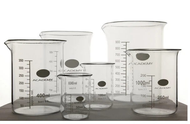 ACADEMY Borosilicate Glass Beakers Laboratory Glassware Boro 3.3 Low Form *Multilisting*