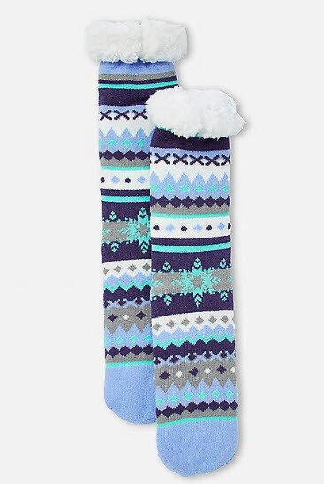 SAOLA Calze camper Justice Girls Sherpa pile Fair Isle blu fiocco di neve suola pinze