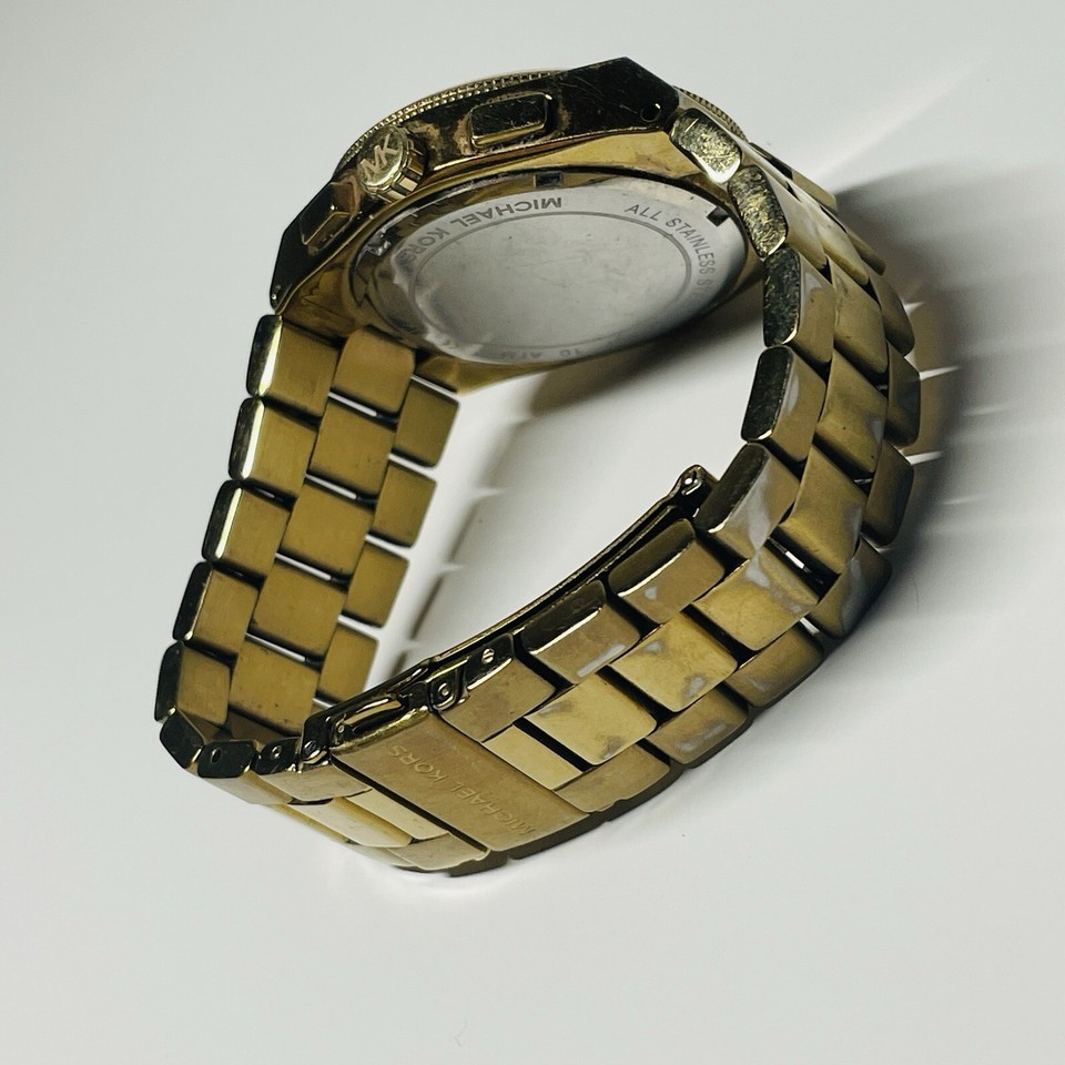 Michael Kors Channing Watch Women 38mm Gold Tone Chrono Date MK5926 New