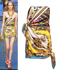 ❤️ Dolce & Gabbana D&G, RUNWAY 2012"scarf baroque printed wrapped  silk dress