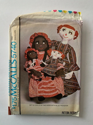 McCalls 5740 Sewing Pattern  Dolls w/ Clothes Blue Transfers Uncut