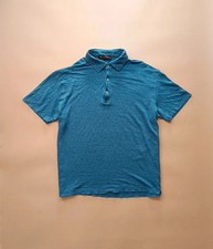 Loro Piana 100 Linen Blue Polo Shirt Mens M/L Luxury Oldmoney Made in Italy