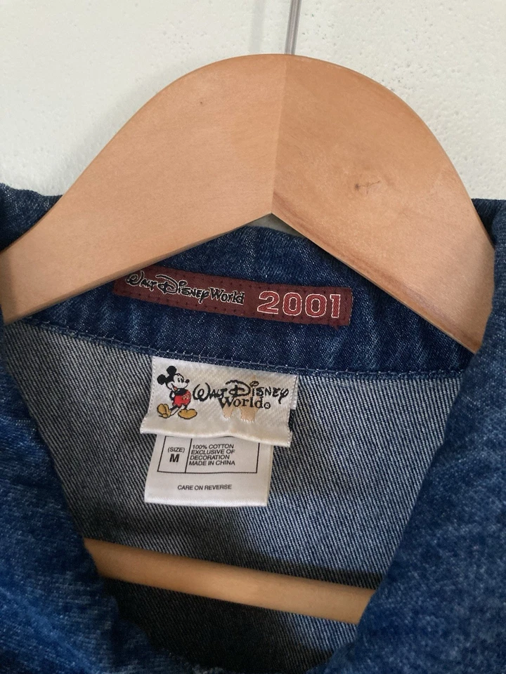 Chaqueta Jean Walt Disney World M 2001 Mickey Mouse Denim Bordada De Colección y2k Foto 3 de 4