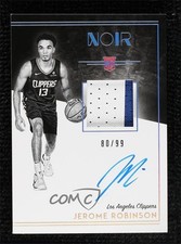 2018-19 Panini Noir Rookie Black and White 80/99 Jerome Robinson Patch Auto 7zf
