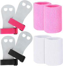 2 Gymnastics Grips Wristbands Sets for Kids Youth, Palm Protection and Wrist Sup