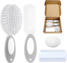 Baby Hair Brush and Comb Set, 4Pcs Baby Soft Bristles Brush Cradle Cap Brush Hai