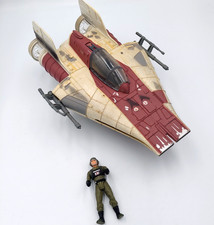 1997 Hasbro Star Wars power of the Force fighter ship A-Wing W Pilot figure