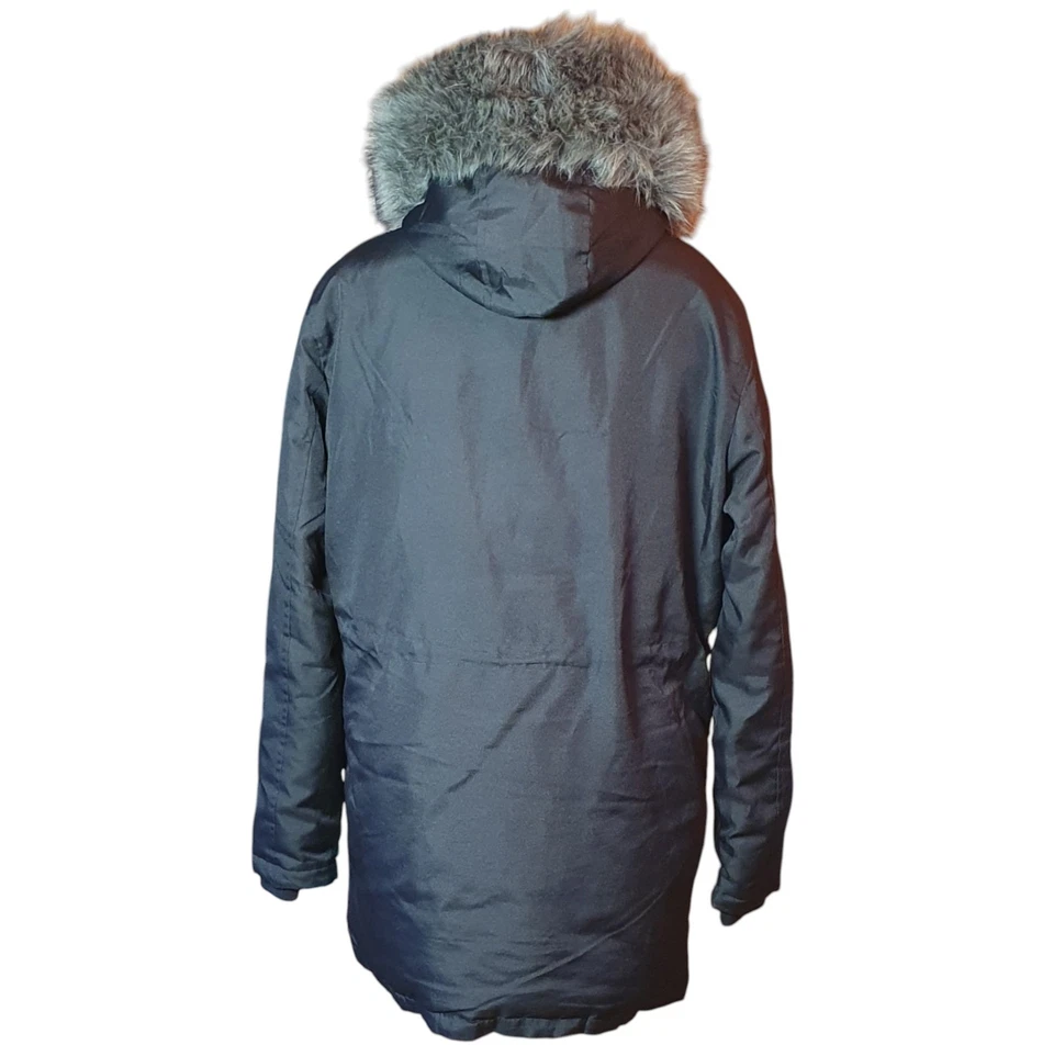 Abrigo parka 883 Police Milano para hombre talla M de piel con capucha negro cálido abrigo de invierno Foto 2 de 4