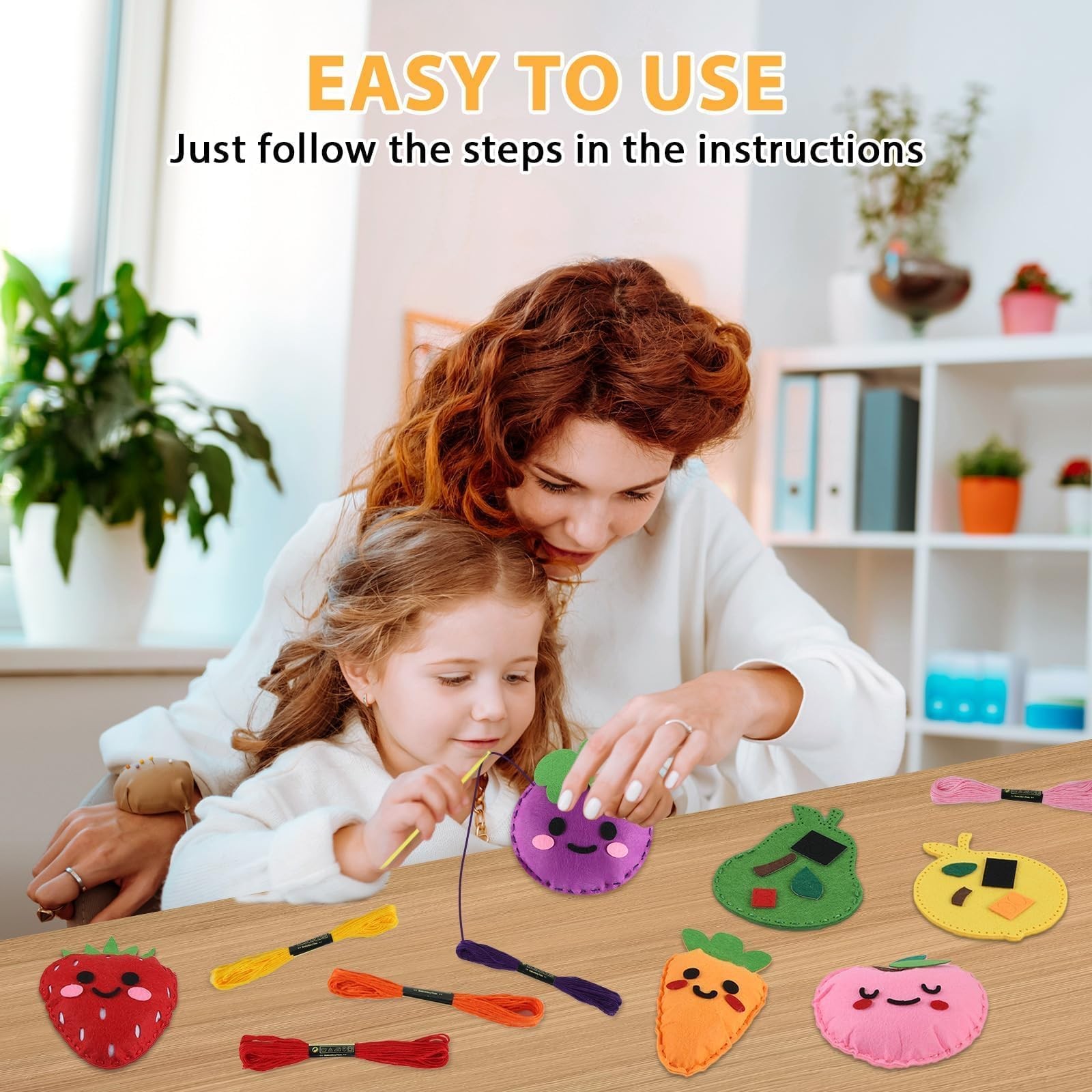 Fruit Sewing Kit for Kids Sewing Felt Plush Stuffed Ornament Fruit Vegetable ...
