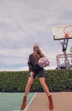 Khloe Kardashian Holding Basketball Ball On Court 11x17