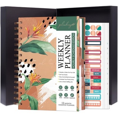 PLANBERRY Hourly Schedule Planner Premium   Undated Weekly Organizer with Tim...
