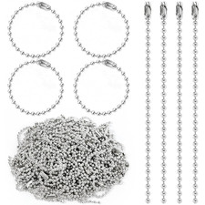 300 Pcs Ball Bead Chain Ball Chain Keychain Dog Tag Metal Bead Chain Beaded Chai