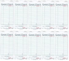 Adams 1-Part Guest Check Books w Stubs 3 3/8 x 7 20 Pads 500 Checks NEW