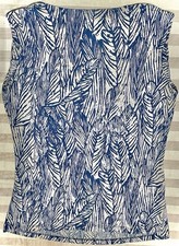 Sleeveless Women’s Tops SZ MED Blue & White V-neck Poly & Spandex USA