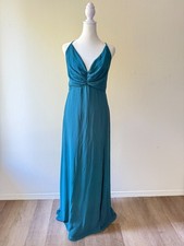 Lulus Teal Maxi Dress Sz XL Criss Cross Open Back Formal Evening Gown Bridesmaid