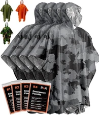 NIB P4X Heavy-Duty Emergency Poncho, Grey Camo