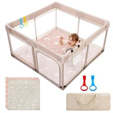 Baby Playpen with Mat, 50x50 in Small Play Pen for Babies, Toddler Playpen fo...