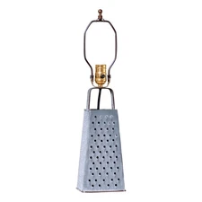 Irvins Country Tinware Cheese Grater Lamp Base in Weathered Zinc