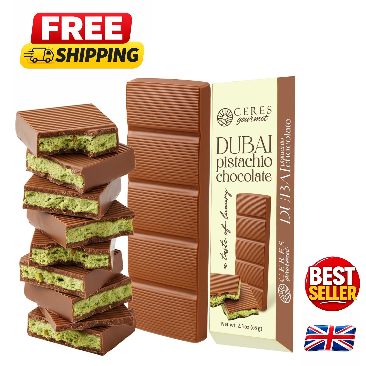 Exquisite 2.3 oz Dubai Chocolate Bar | Milk Chocolate & Pistachio Delight
