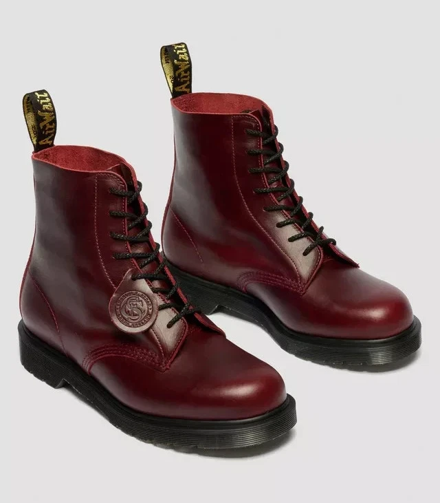 Dr. Martens Bottes En Cuir 1460 Classique En Cuir Rouge, Toutes Tailles - Photo 2/4