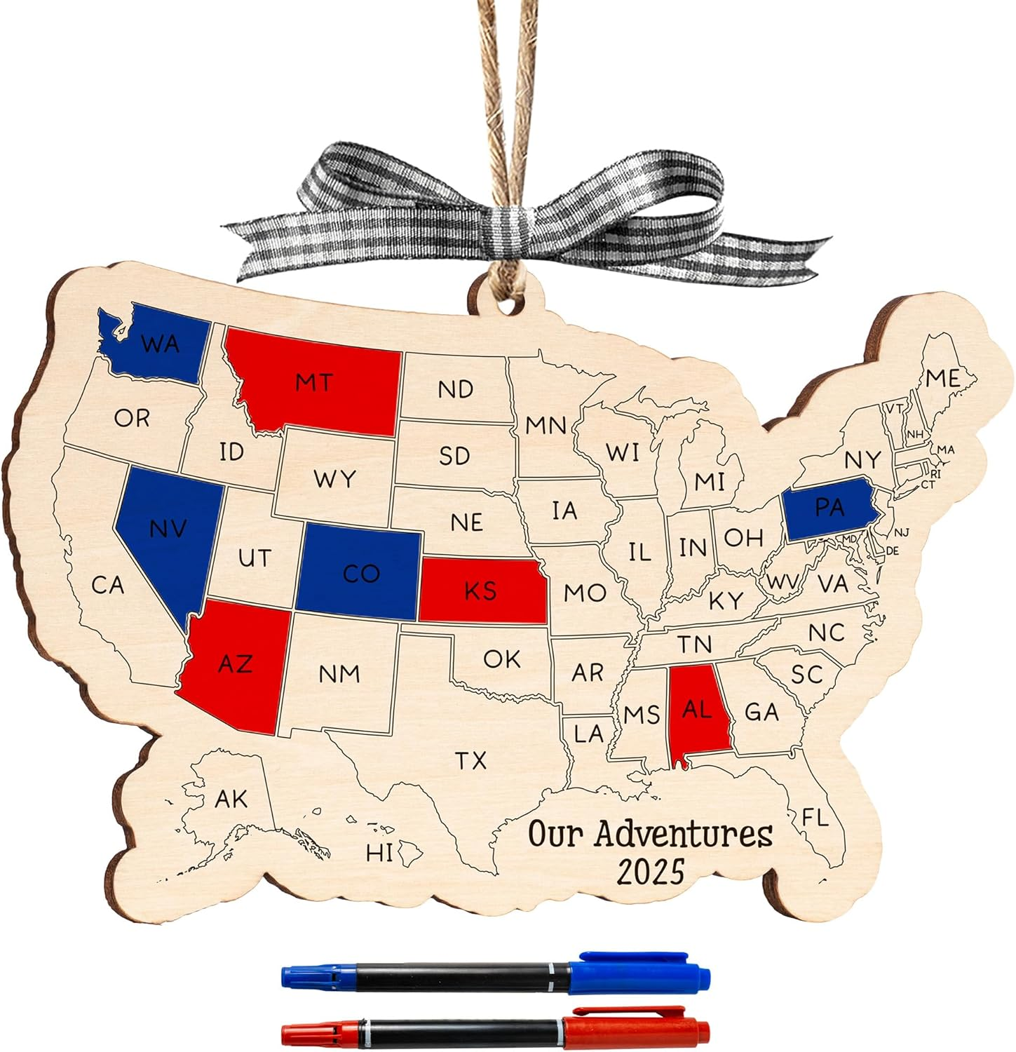 2025 Personalized US Travel Map Ornament, Ideal for Tracking Travel Memories, Ma