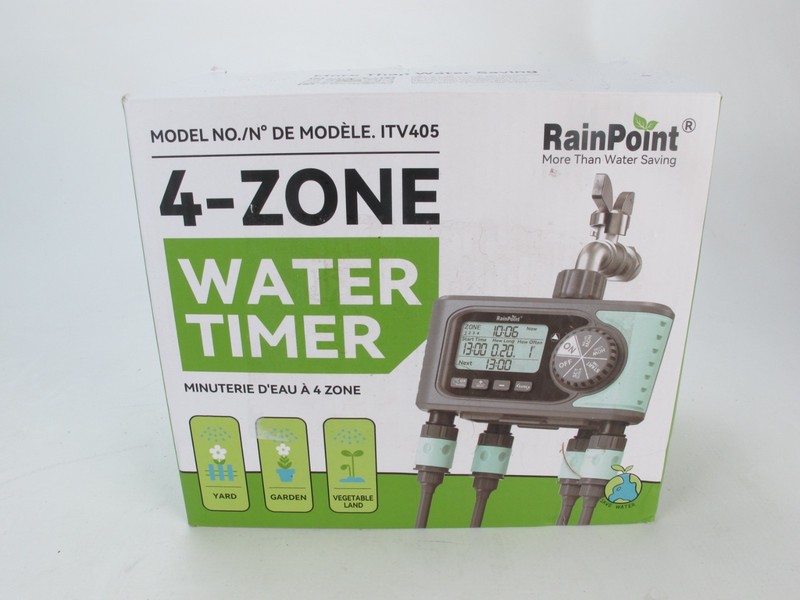 New RainPoint ITV405 4-Zone Water Timer Irrigation Controller
