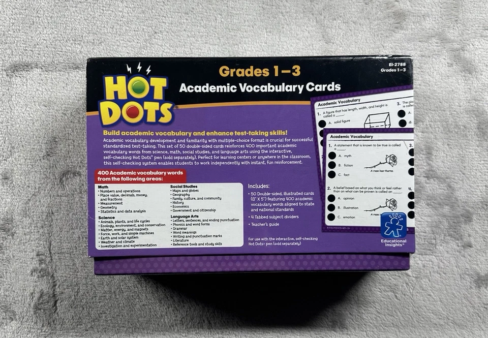 Tarjetas de vocabulario académico Hot Dots grados 1-3 ideas educativas nuevas selladas Foto 2 de 2
