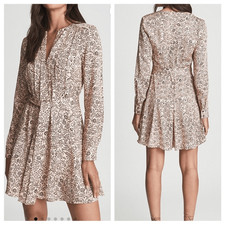 Reiss Billie Floral Paisley Long Sleeve Fit and Flare Belted Shirt Dress NEW 6