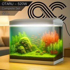 55L Aquarium Fish Tank Curved Glass RGB LED Light Complete Set Filter Pump 55L