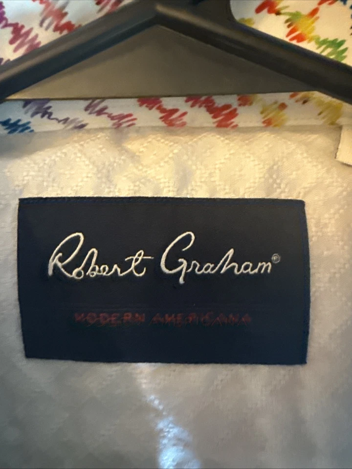 Robert Graham Colorful Abstract Modern Americana Men’s XXL 2XL Button Down - Image 2 of 4