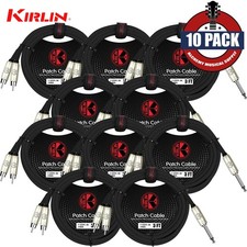 10-PACK Kirlin 3FT 1/4" Mono Male to Dual RCA Noise-Free Audio Y-Cable Y-325