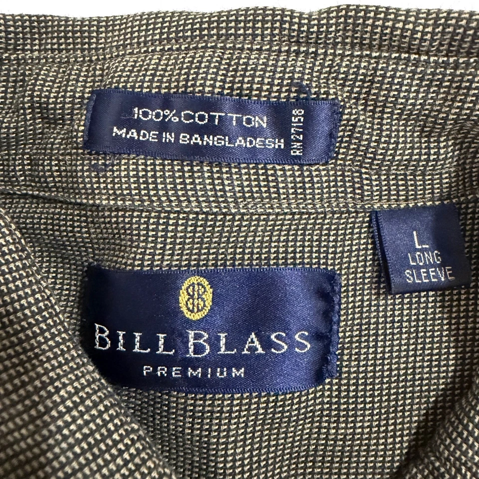 Camisa Bill Blass Premium Para Hombre Manga Larga Con Botones Verde Oliva Marrón Talla L Foto 2 de 4